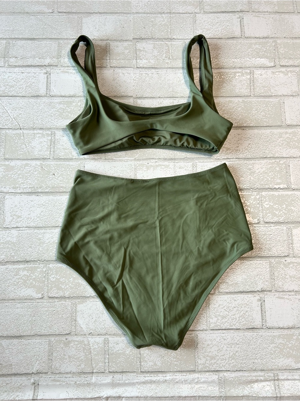 aerie Olive Green High Waist Bikini Set - Picture 2 of 8